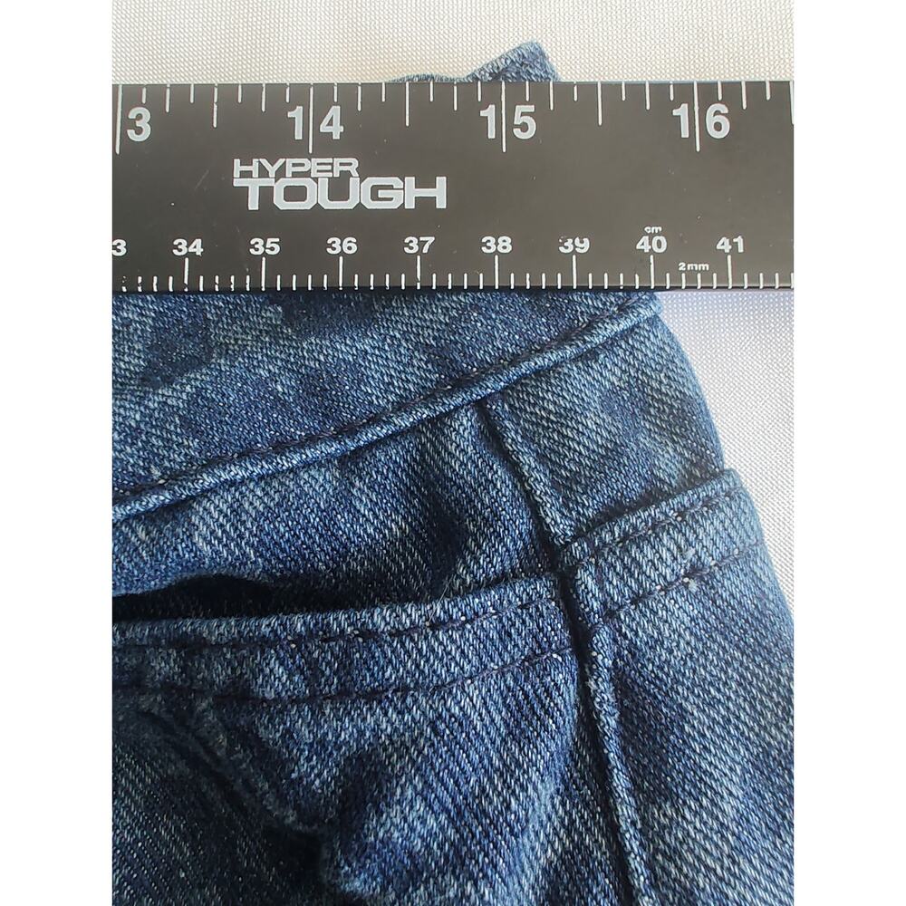 Leopard Print Patterned Blue Denim Y2K Bold High-Waisted Wide Leg Jeans L - Picture 8 of 11